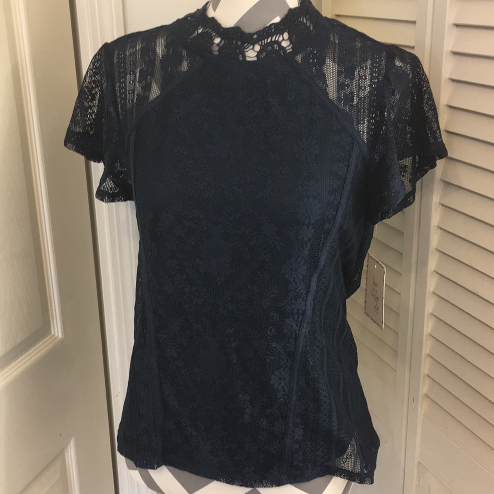 Navy lace top